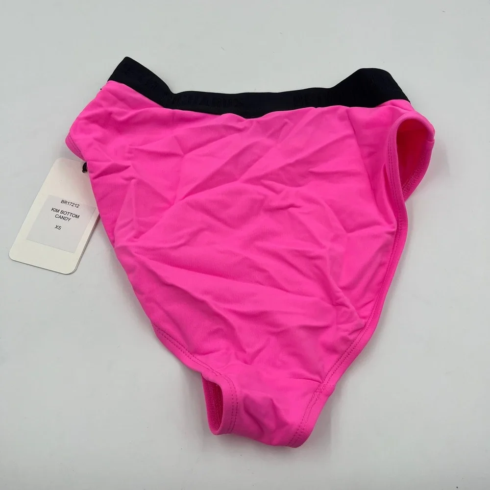 Beth Richards Kim Bottom Candy Neon‎ Pink High Waist Bikini Bottoms - Size XS